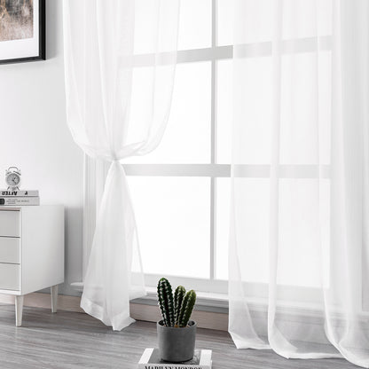Transparent curtain in a set of 2 – white, light voile look