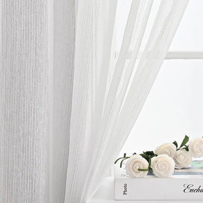 Rideaux transparents scintillants Silver Lines, 1 panneau, blanc, 100*130cm/100*200cm/100*250cm/140*260cm