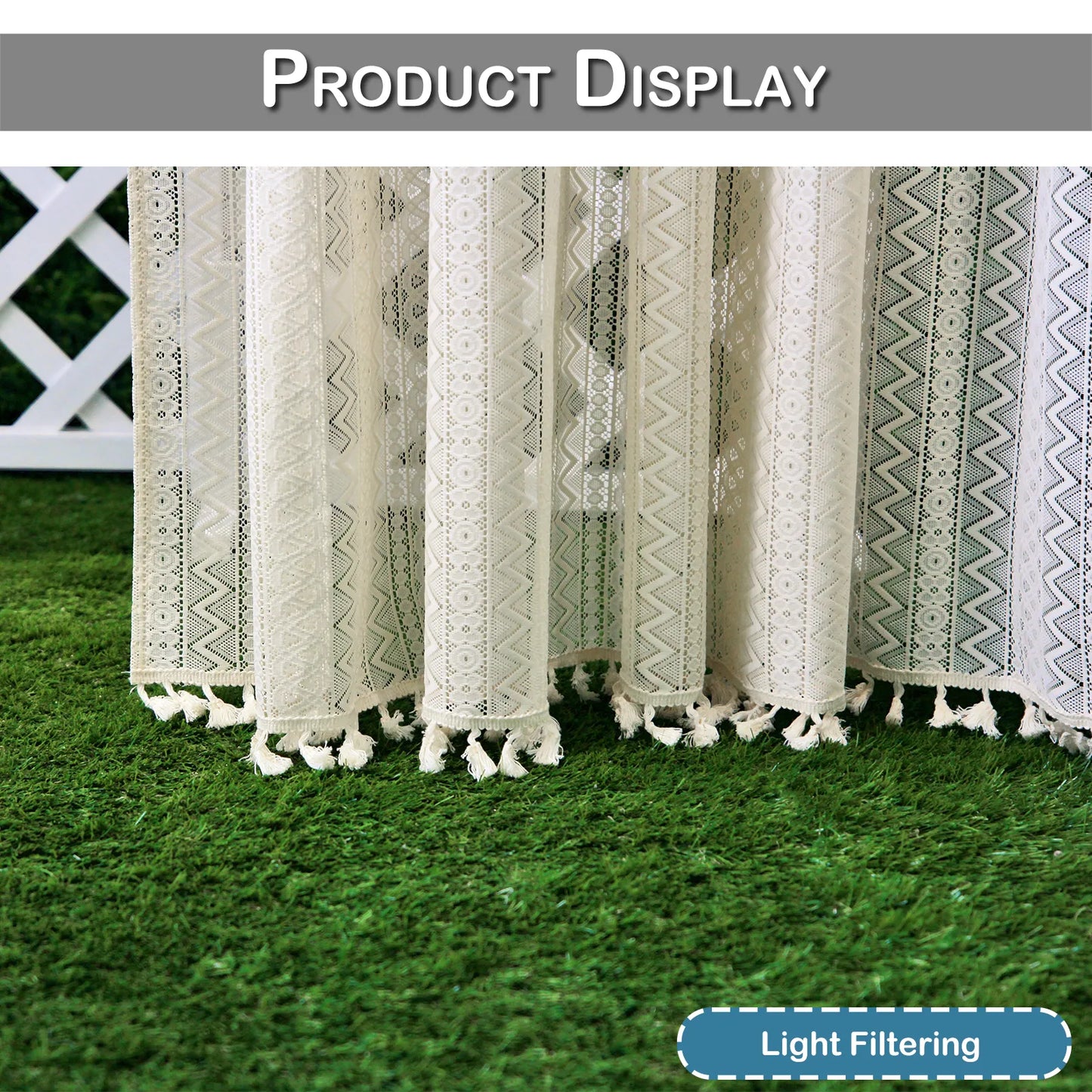 1 Panel Vintage Tassels Window Sheer Drapes