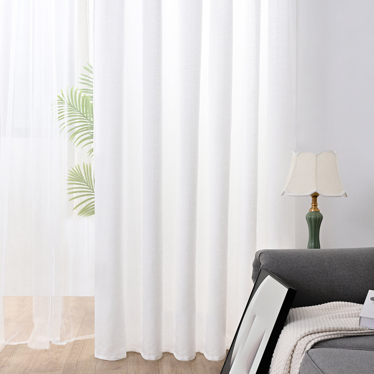 Rideaux semi-transparents pour la confidentialité, 1 panneau, blanc, 100*130cm/100*200cm/100*250cm/140*260cm