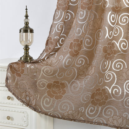 Rideaux transparents en seersucker, 1 panneau, marron, 100x130cm/100x200cm/100x250cm