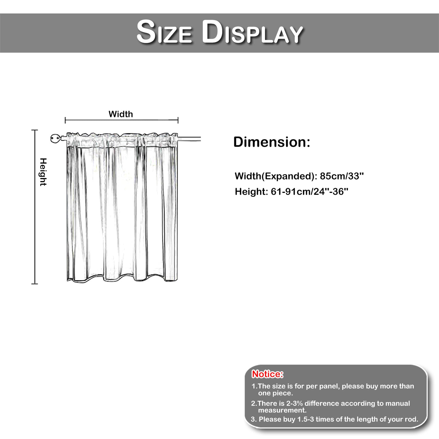 1 Panel Waterproof Short Sheer Tier Curtain