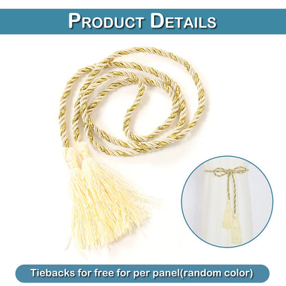 1 Panel Boho Cream Vintage Tassel Sheer Curtains