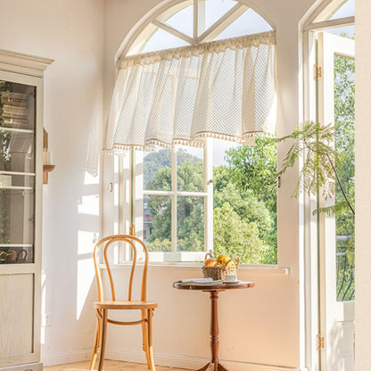 Quasten Kurze Vorhänge Cafe Voile Vorhänge Vintage Boho Küche Dekor 1 Panel