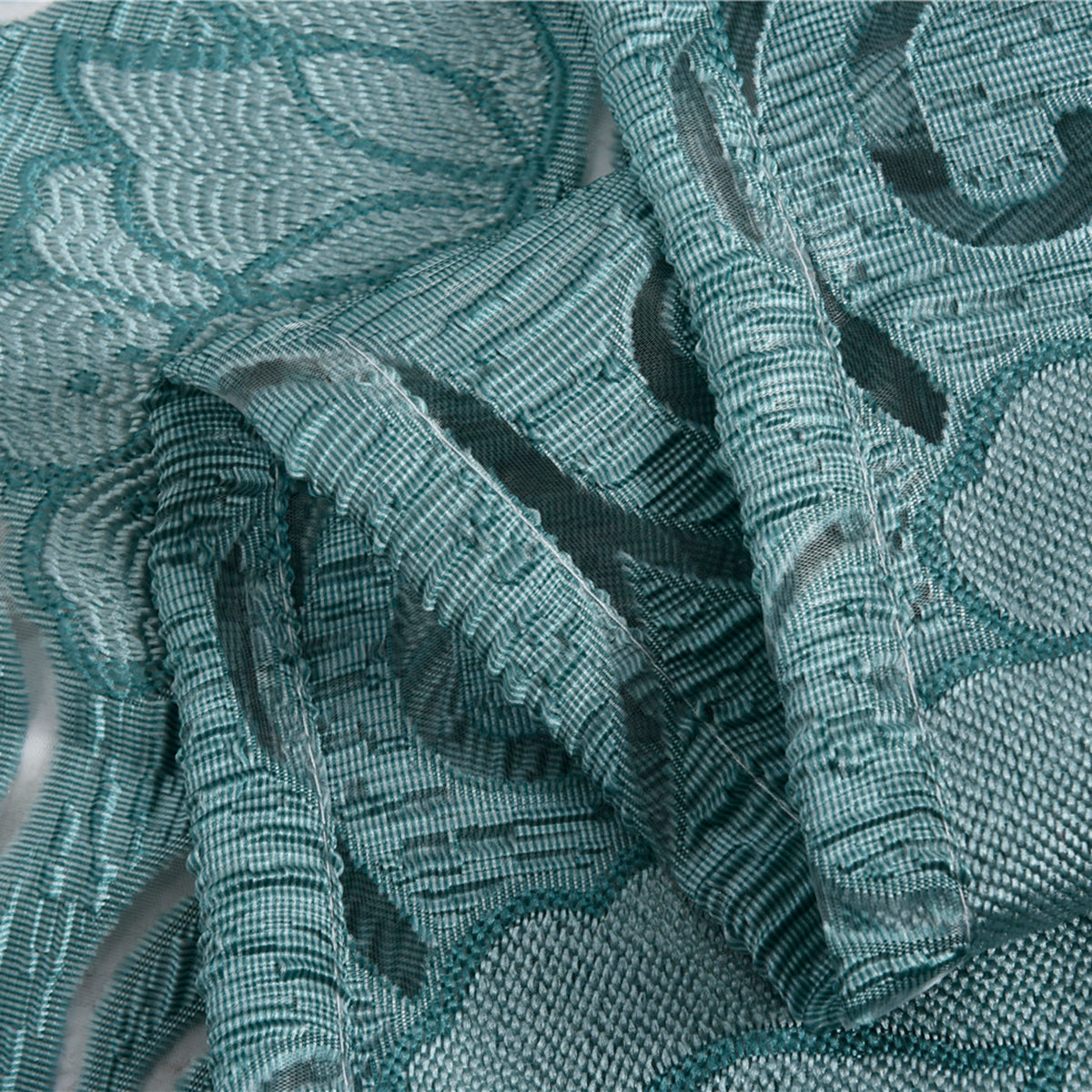 Seersucker Sheer Curtains, 1 Panel, Green, 100x130cm/100x200cm/100x250cm