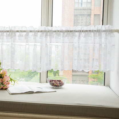 1 Panel Floral Lace Window Short Tier Curtains