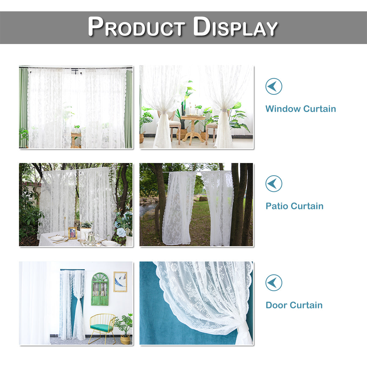 Voile Vorhänge Floral Spitze Sheer Vorhang Slot Top Tür Screening Picknick Decor