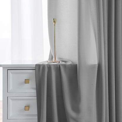 Rideaux transparents en mousseline de soie, 1 panneau, gris foncé, 140 x 225 cm/140 x 265 cm