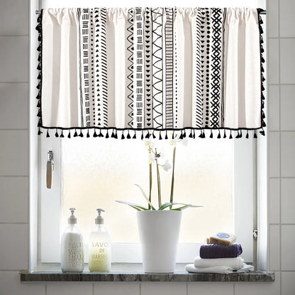 1 Panel Boho Tassel Kitchen Short Curtains Decor