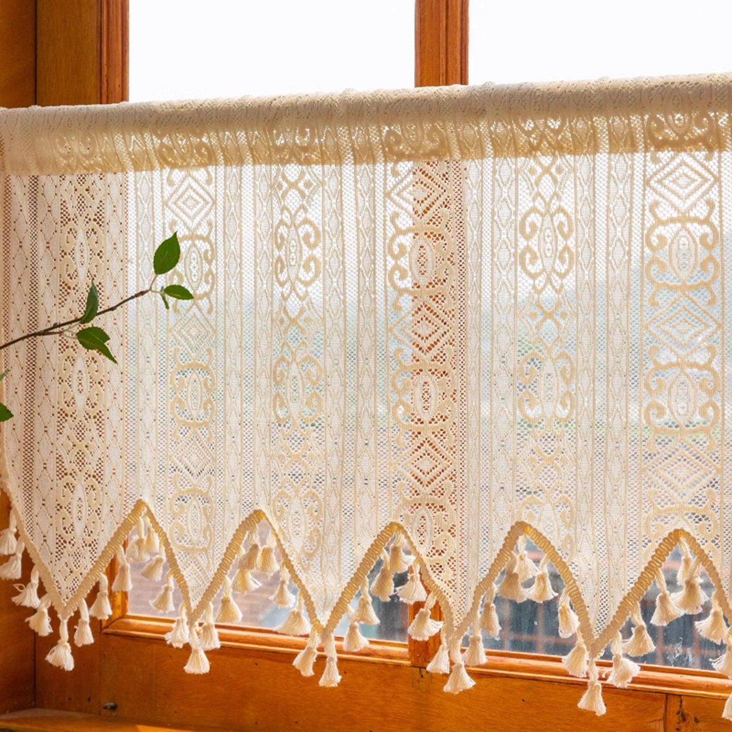 1 Panel Vintage Tassels Boho Window Short Curtains