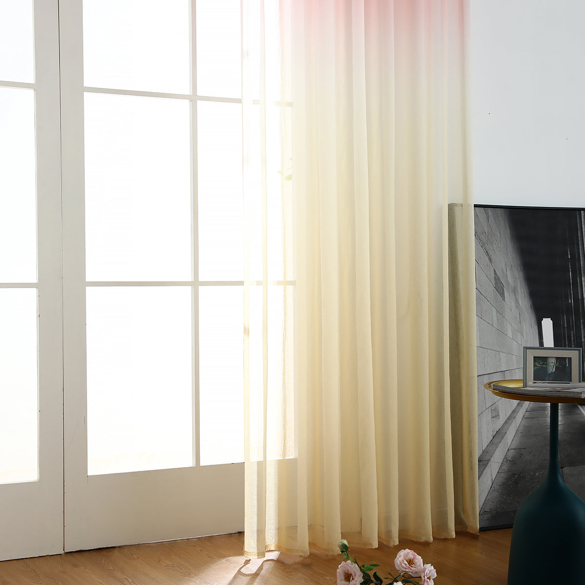 Rideaux transparents dégradés, 1 panneau, rose, 100 x 250 cm/140 x 260 cm
