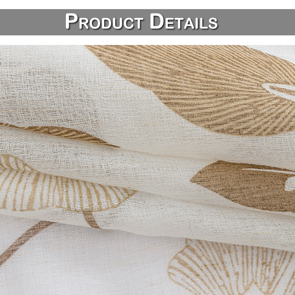 Leaves Sheer Curtains, 1 Panel, Brown, 100*130cm/100*250cm/140*260cm