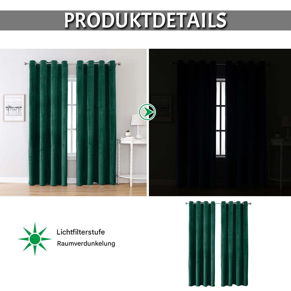 BTTO Lichtfilternde Samtvorhänge