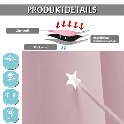 Blackout curtain with cut-out stars and overlay design
