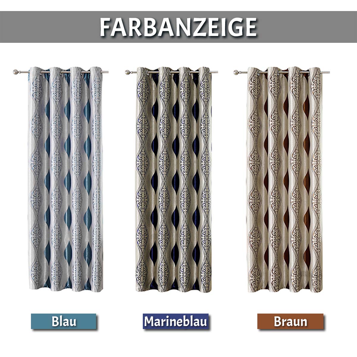 Geometrischer Vorhang mit Ösen – 1/2 Panels, Blickdicht