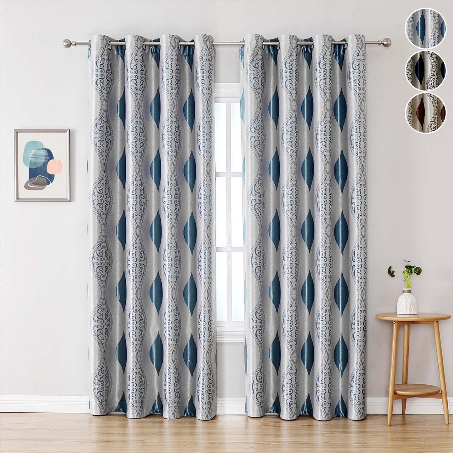 Geometrischer Vorhang mit Ösen – 1/2 Panels, Blickdicht