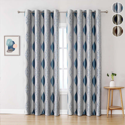 Geometrischer Vorhang mit Ösen – 1/2 Panels, Blickdicht