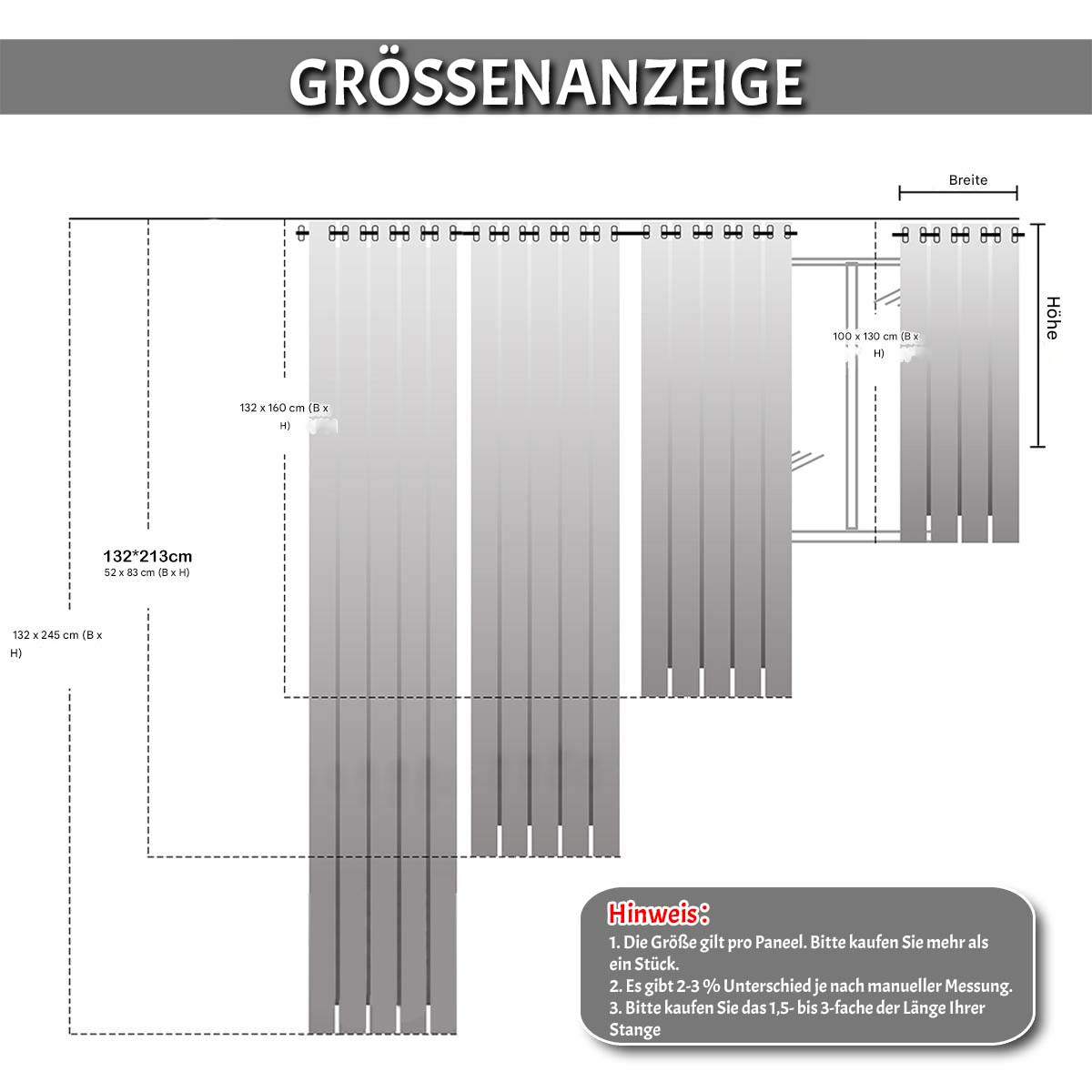 Verdunkelungsvorhang mit Ösen – Thermo, Blickdicht, 1/2 Panels