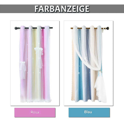 Blackout curtain with tulle and ombre stars – double layered, 1 piece