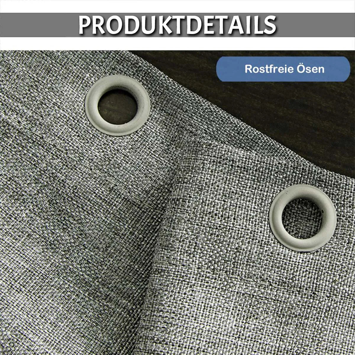 Linen-look shower curtain – water-repellent, including hooks, 1 piece (grey)