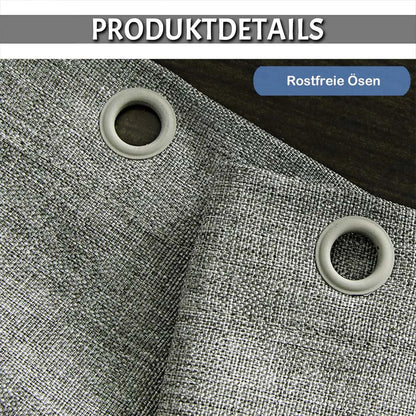 Linen-look shower curtain – water-repellent, including hooks, 1 piece (grey)