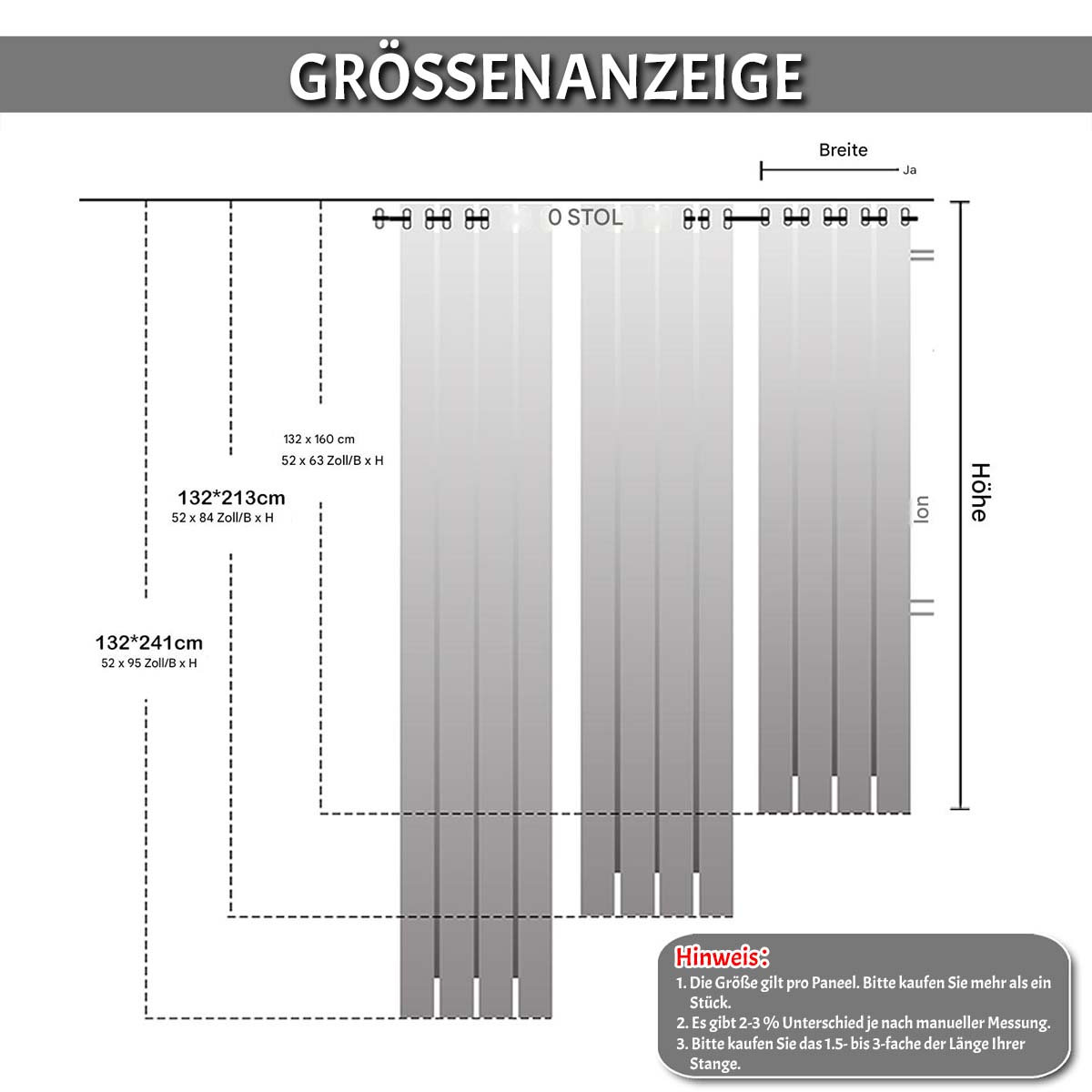 Leinenoptik Vorhang mit Ösen – Blickdicht, 1/2 Panels