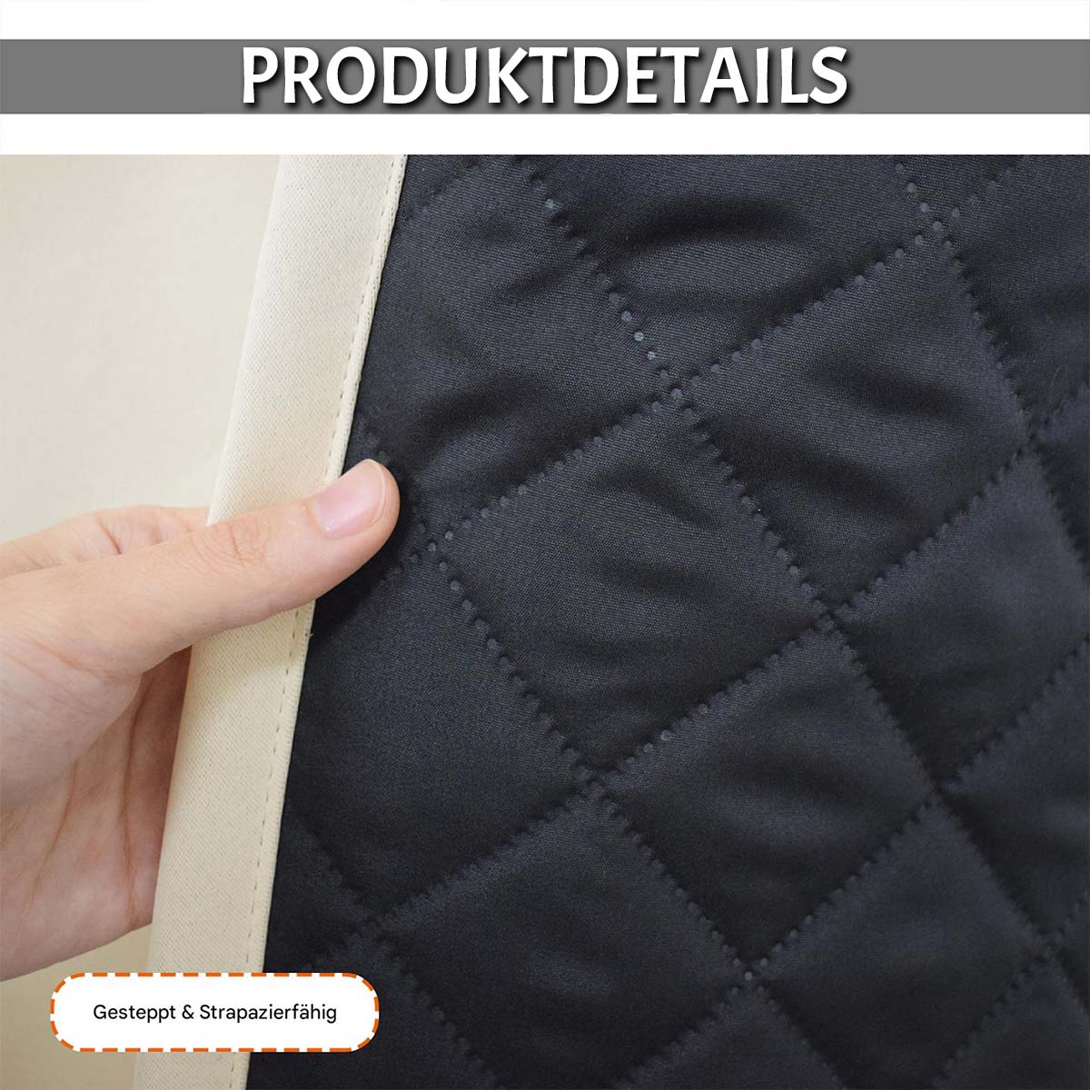Steppvorhang Schwergewebe – 100 % Blackout, Thermo, 1/2 Panels