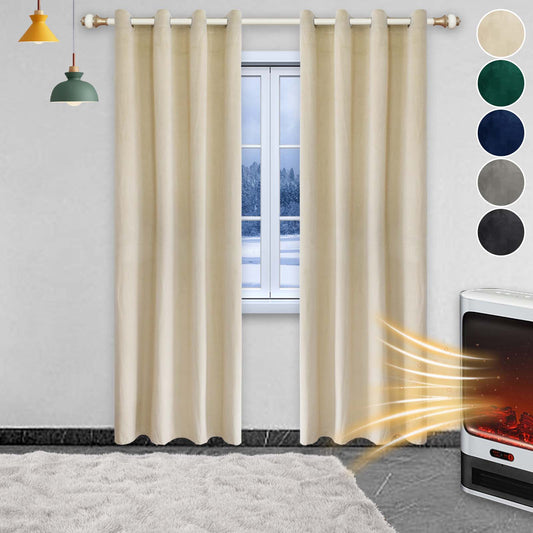 Verdunkelungsvorhang aus Samt – Thermo, Blickdicht, 1/2 Panels