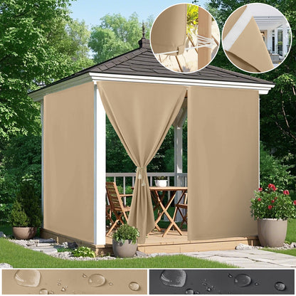Patio windproof and waterproof blackout curtain with Velcro fastening for garden and terrace