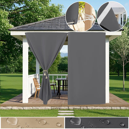 Patio windproof and waterproof blackout curtain with Velcro fastening for garden and terrace