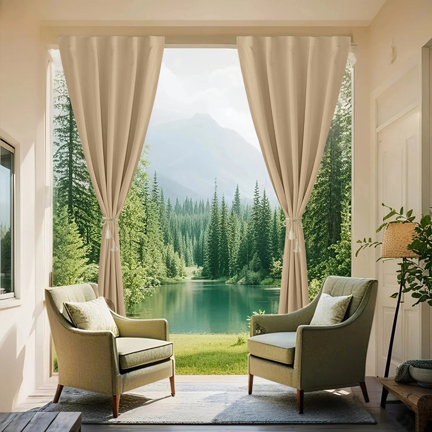 Patio windproof and waterproof blackout curtain with Velcro fastening for garden and terrace