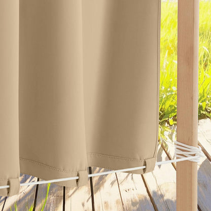Patio windproof and waterproof blackout curtain with Velcro fastening for garden and terrace