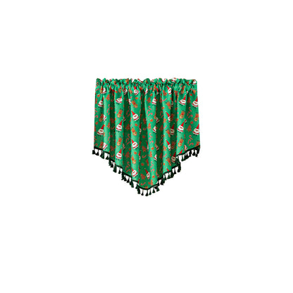 Christmas curtain with tassels – short decorative curtain in red or green, 150 × 60 cm