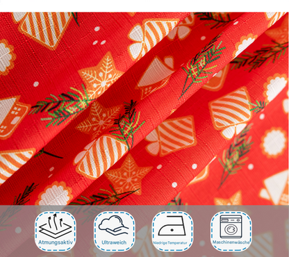 Christmas curtain with tassels – short decorative curtain in red or green, 150 × 60 cm