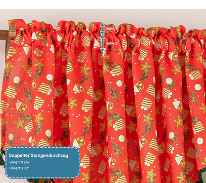 Christmas curtain with tassels – short decorative curtain in red or green, 150 × 60 cm