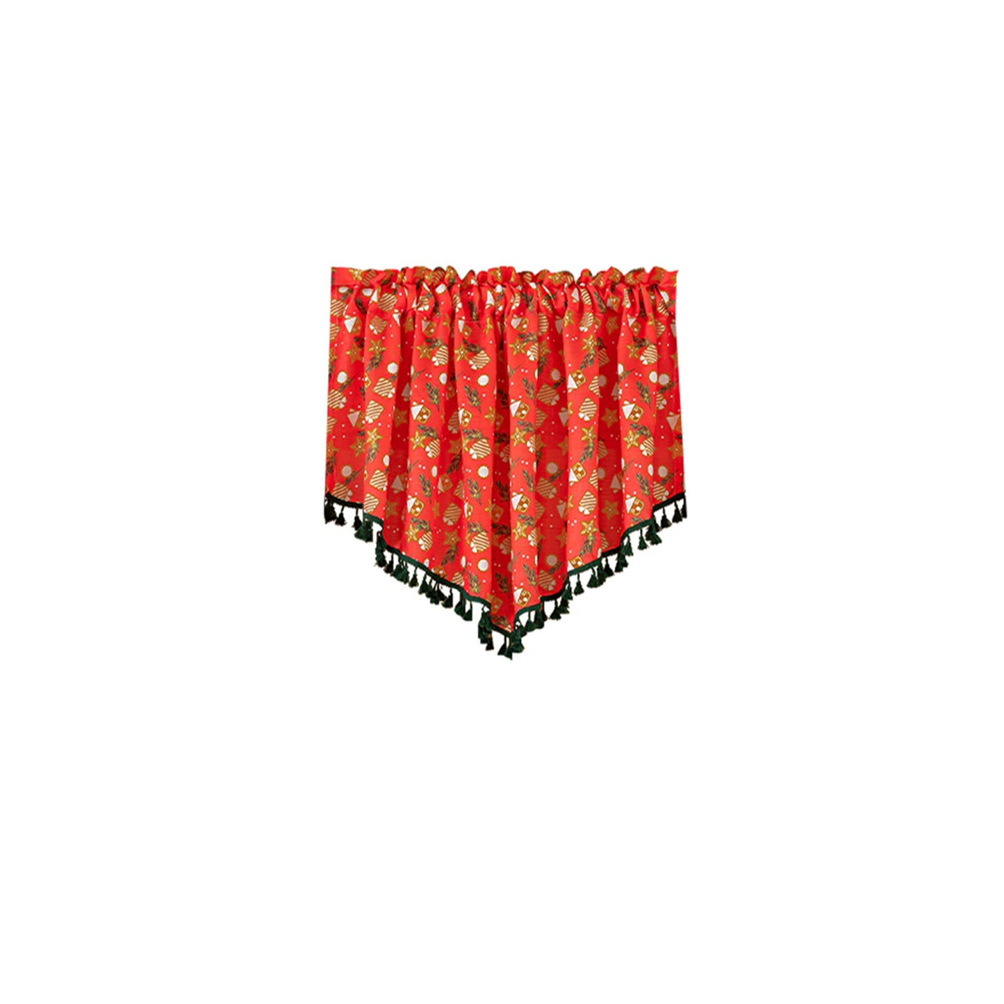 Christmas curtain with tassels – short decorative curtain in red or green, 150 × 60 cm