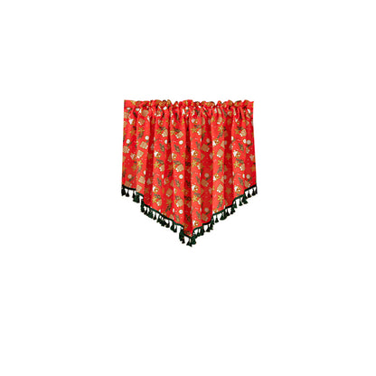 Christmas curtain with tassels – short decorative curtain in red or green, 150 × 60 cm