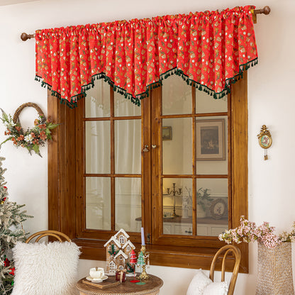 Christmas curtain with tassels – short decorative curtain in red or green, 150 × 60 cm