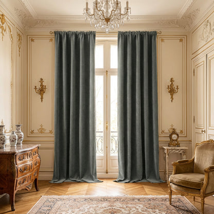 2 Blackout Curtains Chenille 510 GSM Thermal Curtain Light-blocking with Multifunction Tape