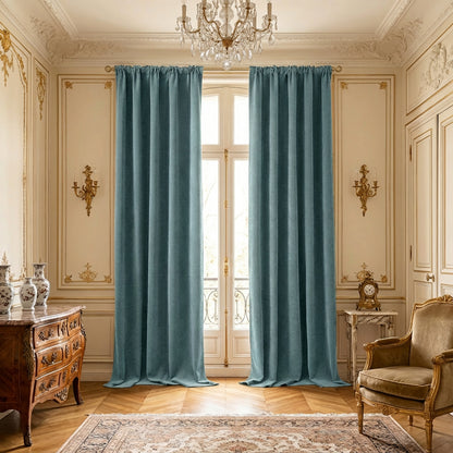 2 Blackout Curtains Chenille 510 GSM Thermal Curtain Light-blocking with Multifunction Tape