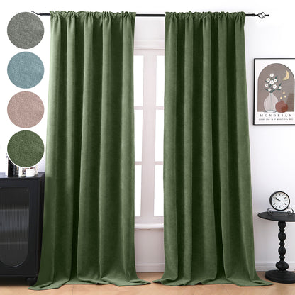 2 Blackout Curtains Chenille 510 GSM Thermal Curtain Light-blocking with Multifunction Tape