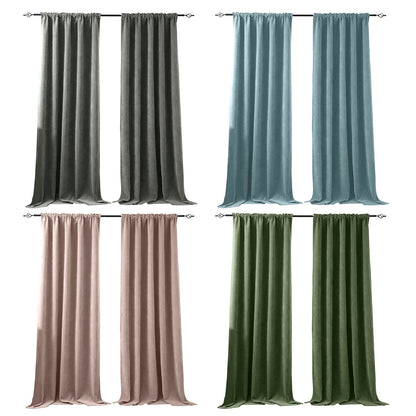 2 Blackout Curtains Chenille 510 GSM Thermal Curtain Light-blocking with Multifunction Tape
