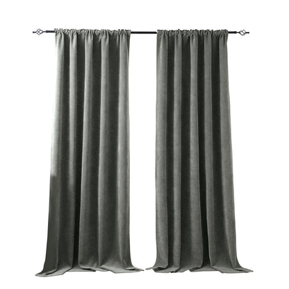 2 Blackout Curtains Chenille 510 GSM Thermal Curtain Light-blocking with Multifunction Tape