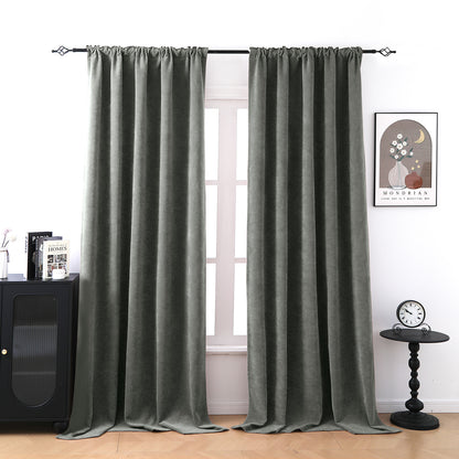 2 Blackout Curtains Chenille 510 GSM Thermal Curtain Light-blocking with Multifunction Tape