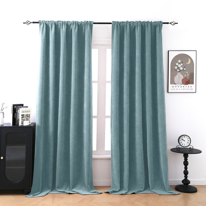 2 Blackout Curtains Chenille 510 GSM Thermal Curtain Light-blocking with Multifunction Tape