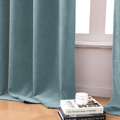 2 Blackout Curtains Chenille 510 GSM Thermal Curtain Light-blocking with Multifunction Tape
