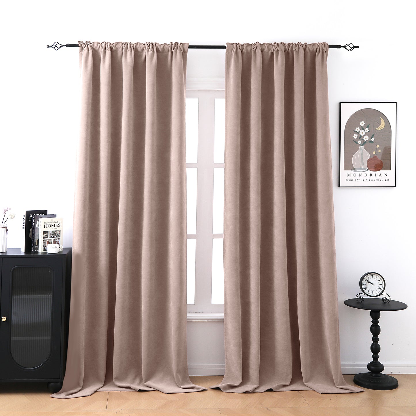 2 Blackout Curtains Chenille 510 GSM Thermal Curtain Light-blocking with Multifunction Tape