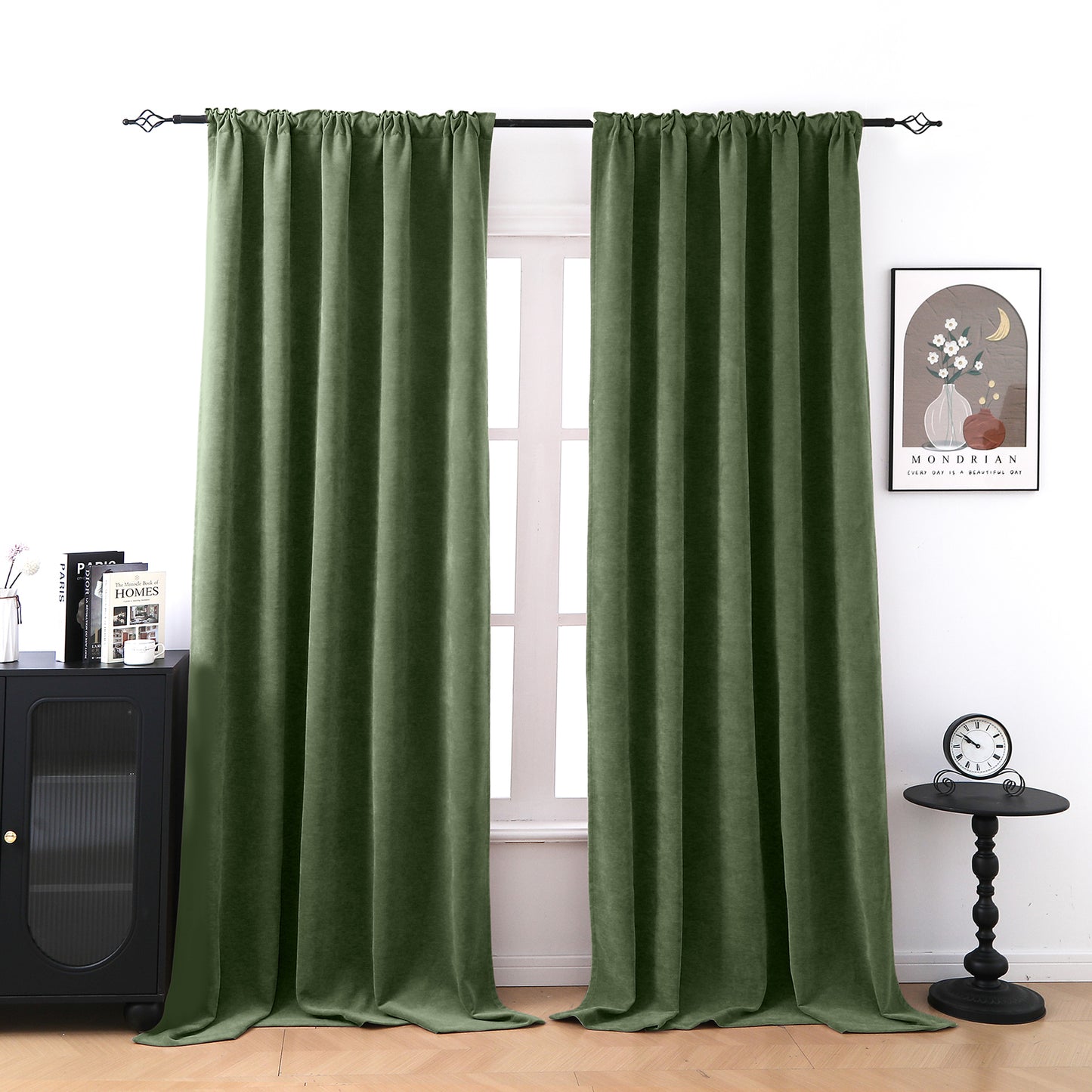 2 Blackout Curtains Chenille 510 GSM Thermal Curtain Light-blocking with Multifunction Tape