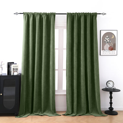 2 Blackout Curtains Chenille 510 GSM Thermal Curtain Light-blocking with Multifunction Tape