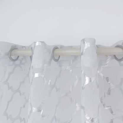 Rideaux transparents estampillés argent marocain, 1 panneau, blanc, 132x160cm/132x213cm/132x244cm